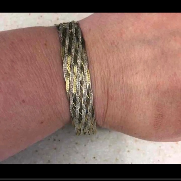 Sterling silver/ YG necklace/ bracelet set - Picture 4 of 11